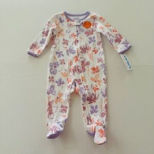 Carter’s 6 Months Baby Girl Lavender Floral Zip Footie Pajamas Cotton NWT